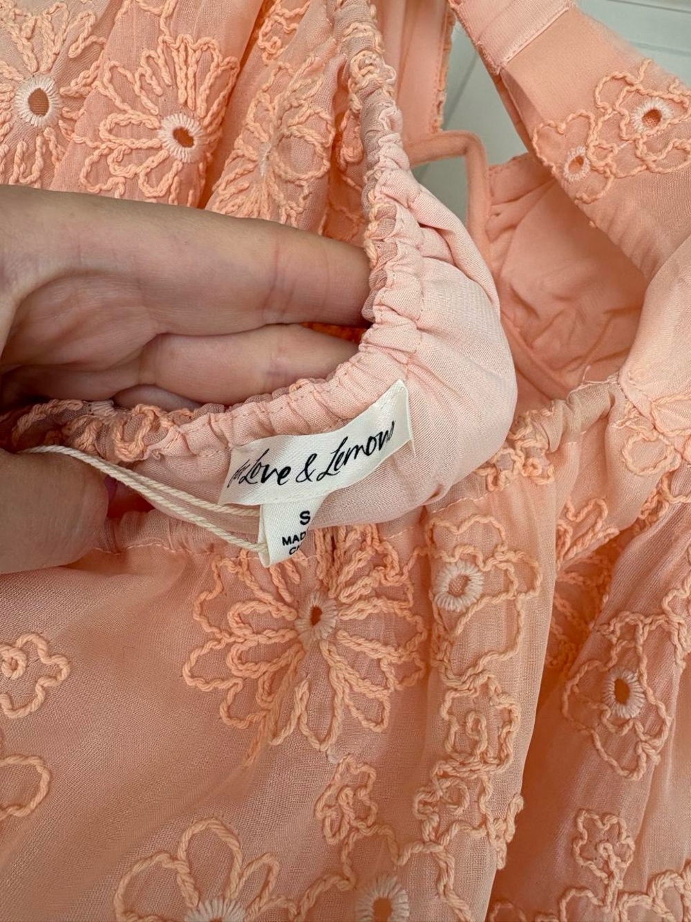 For love and Lemmons Peach Lace Tie-Shoulder Babydoll Dress - Picture 4 of 4
